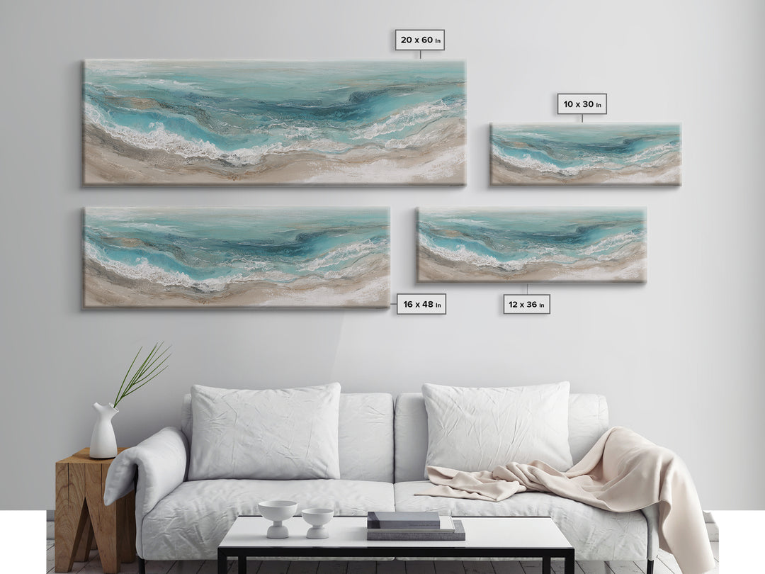 Panoramic Coastal Shoreline from an Aerial View Canvas Print, Above Sofa Art, Botanical Wall Art, Living Room Decor, Statement, ASA-3x1-91