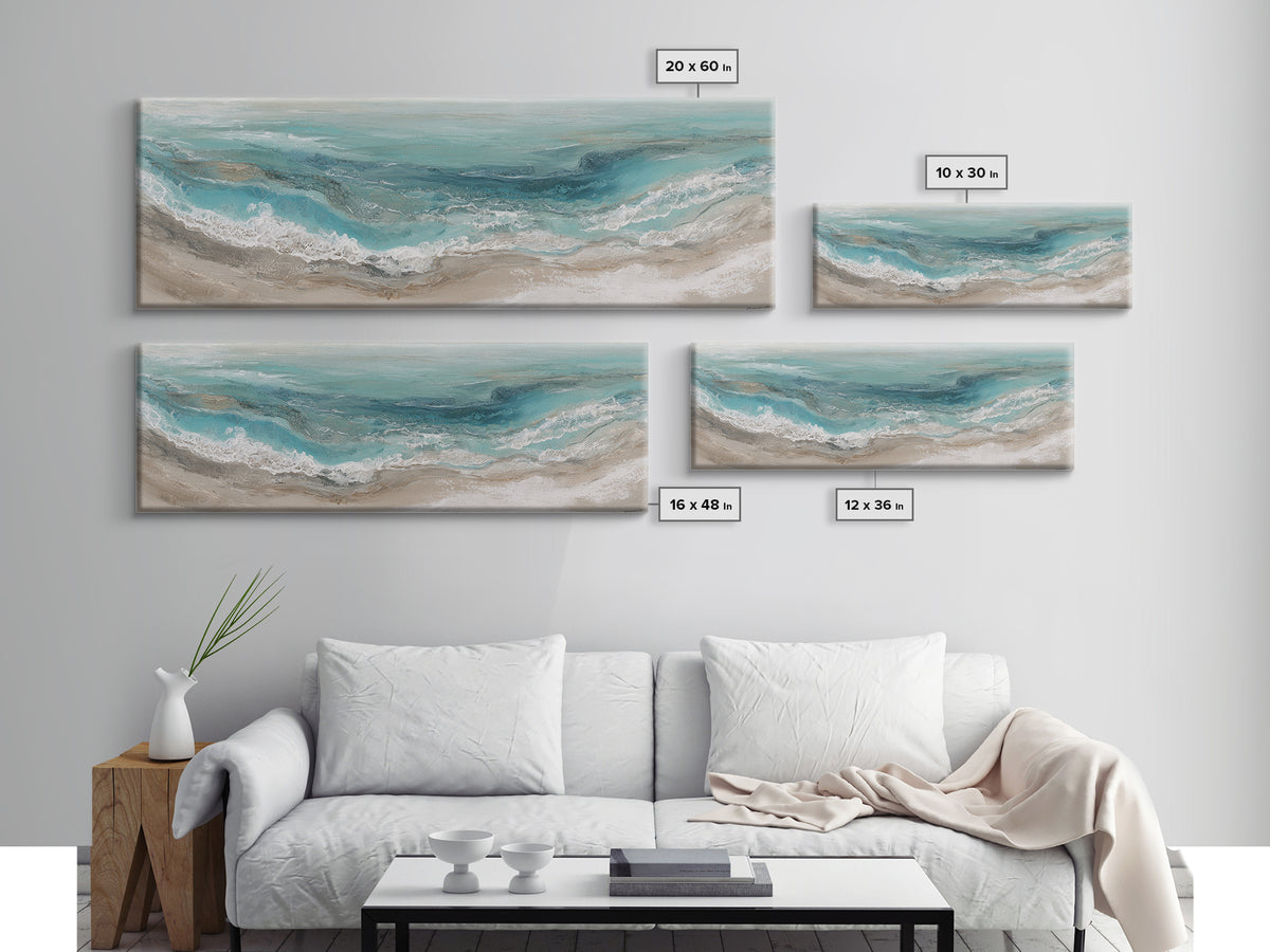 Panoramic Coastal Shoreline from an Aerial View Canvas Print, Above Sofa Art, Botanical Wall Art, Living Room Decor, Statement, ASA-3x1-91