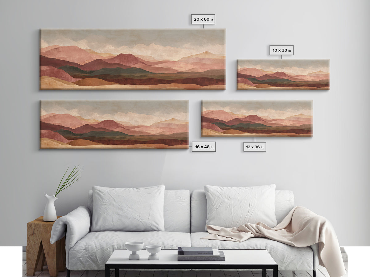 Abstract Canyon Landscape Canvas Print, Above Sofa Art, Gallery Decor, Living Room Decor, Fine Art, Statement, Minimalist Decor, ASA-3x1-95