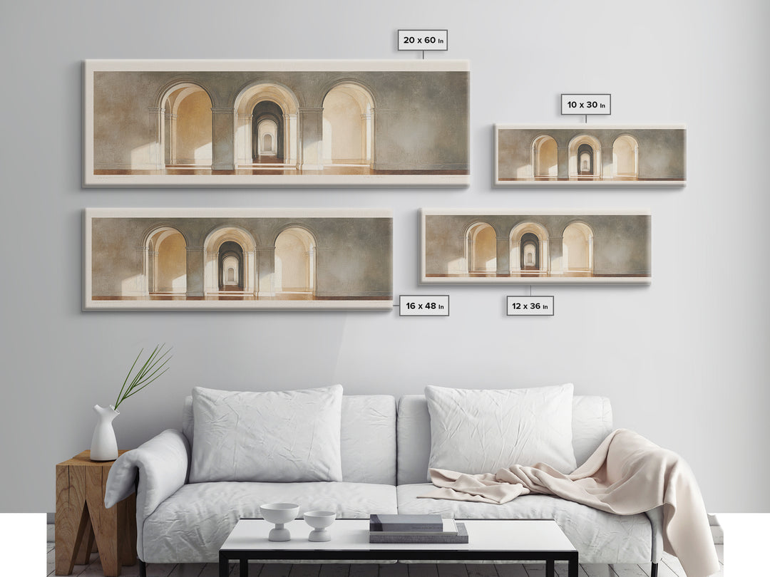 Architectural Arch Study Canvas Print, Above Sofa Art, Japandi Wall Art, Living Room Decor, Watercolor Art, Statement, ASA-3x1-97