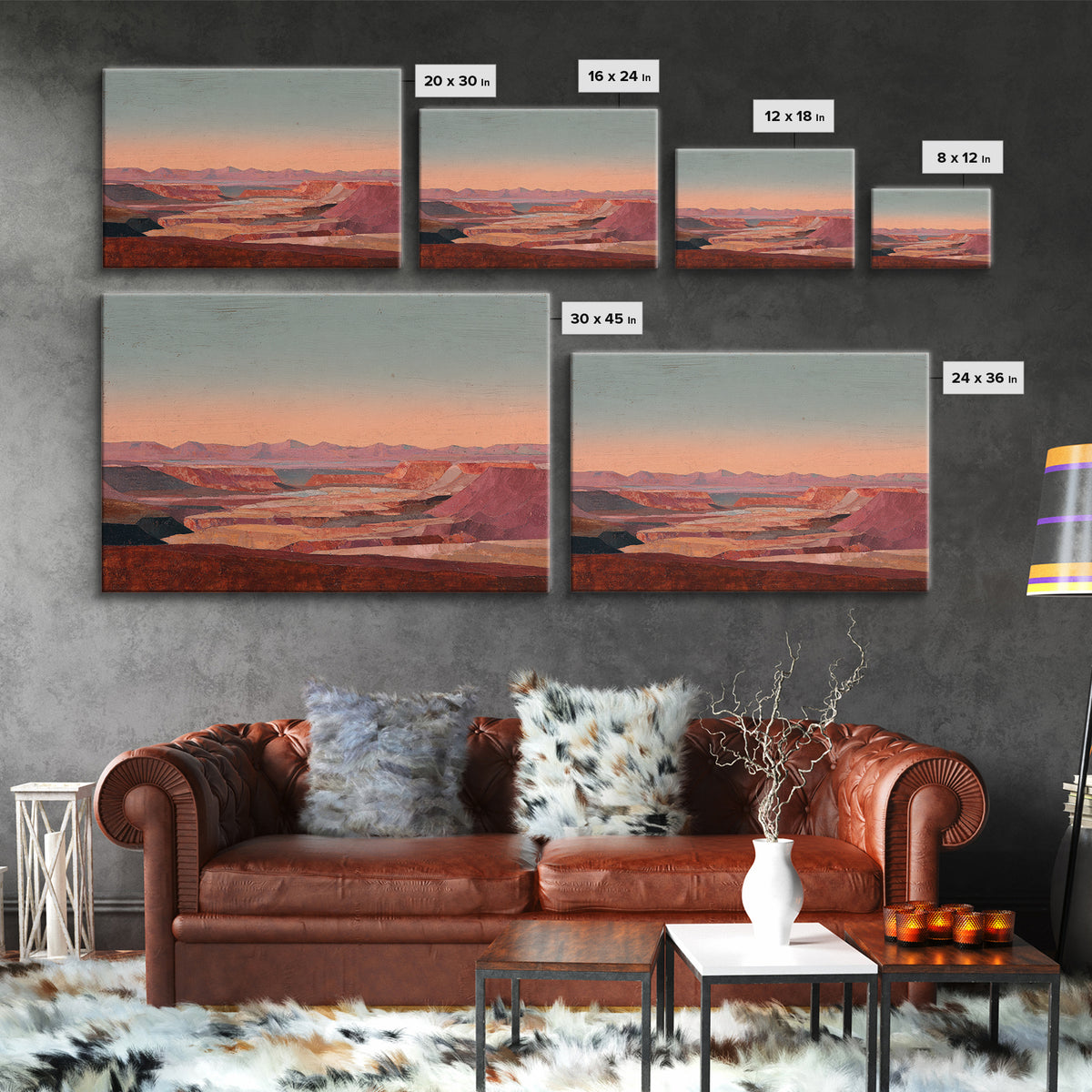 Abstract Canyon Landscape Canvas Print, Above Sofa Art, Abstract Wall Art, Living Room Decor, Statement, Above Bed Decor, ASA-3x2-11