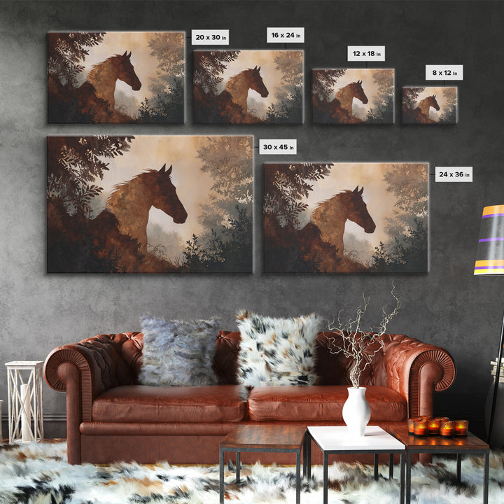 Statement Horse Silhouette Canvas Print, Above Sofa Art, Living Room Decor, Statement 517, Set of Prints, Above Bed Decor, ASA-3x2-17