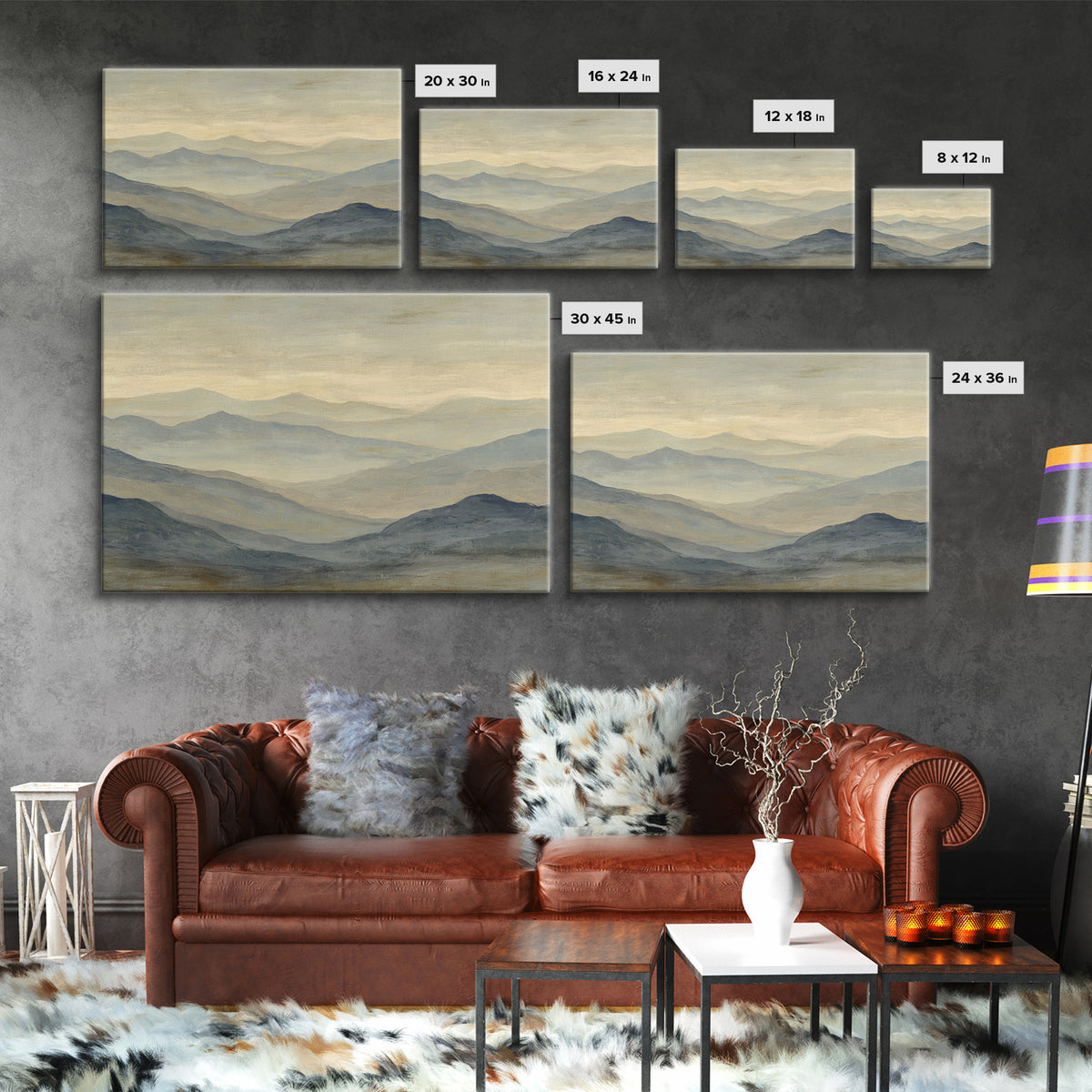 Sunlit Rolling Hills Canvas Print, Above Sofa Art, Abstract Wall Art, Living Room Decor, Fine Art, Statement, Above Bed Decor, ASA-3x2-21