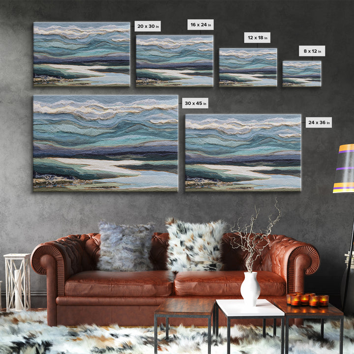 Abstract River Bends Framed Canvas Print, Above Sofa Art, Farmhouse Decor, Living Room Decor, Statement 527, Piece Wall Art, ASA-3x2-27
