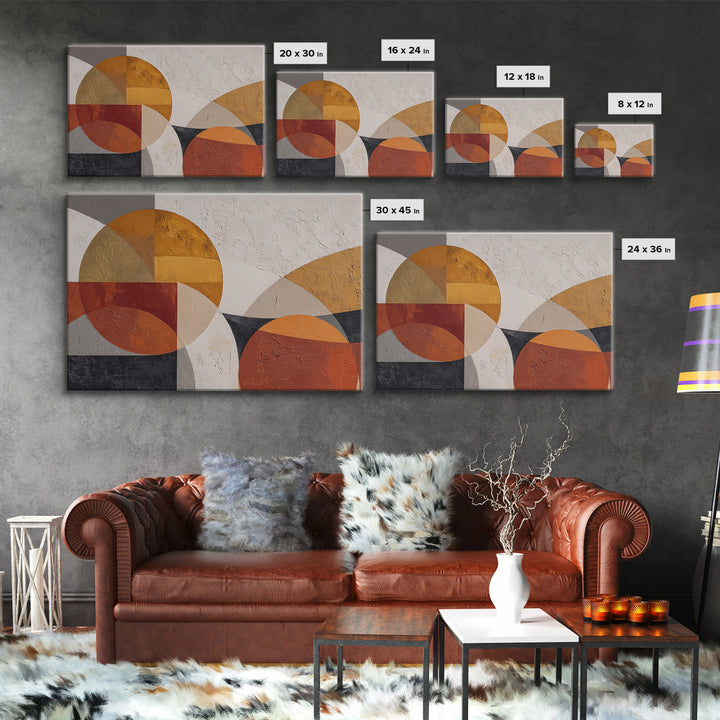 Bold Mid Century Geometric Forms Canvas Print, Above Sofa Art, Farmhouse Decor, Living Room Decor, Fine Art, Statement, ASA-3x2-32