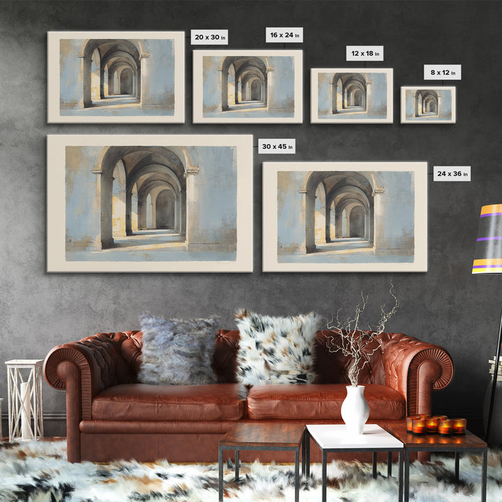 Architectural Arch Study Canvas Print, Above Sofa Art, Oversized Wall Art, Living Room Decor, Oil Painting, Statement, ASA-3x2-37