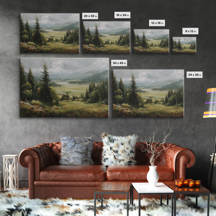 Wide Olive and Beige Meadow Panorama Canvas Print, Above Sofa Art, Textured Wall Art, Living Room Decor, Fine Art, Statement, ASA-3x2-38