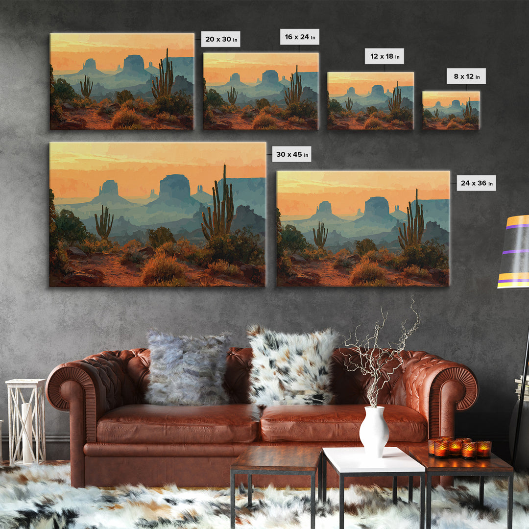 Desert Mesa Panorama Canvas Print, Above Sofa Art, Boho Wall Art, Living Room Decor, Fine Art, Statement, Japandi Wall Art, ASA-3x2-48