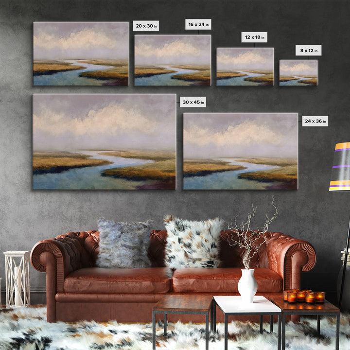 Abstract River Bends Canvas Print, Above Sofa Art, Oversized Wall Art, Living Room Decor, Fine Art, Statement, Coastal Decor, ASA-3x2-51