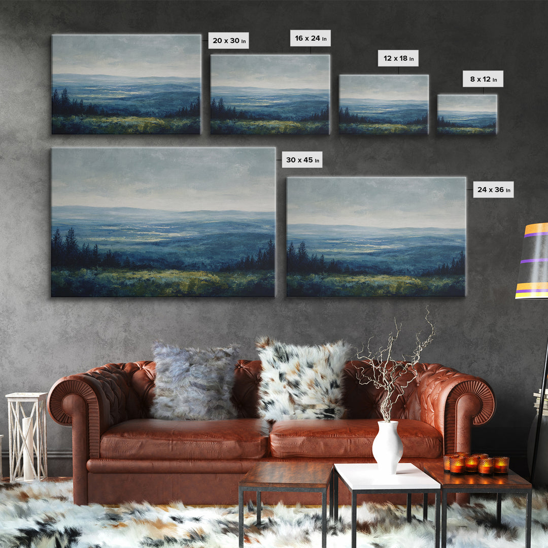 Gallery Style Landscape with Expansive Negative Space Canvas Print, Above Sofa Art, Textured Wall Art, Living Room Decor, ASA-3x2-52