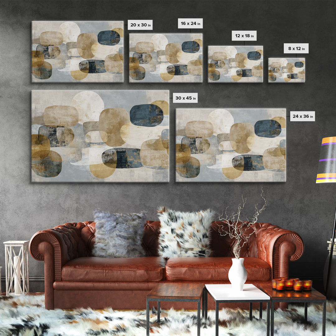 Large Modern Organic Shapes Framed Canvas Print, Above Sofa Art, Framed Wall Art, Living Room Decor, Fine Art, Statement, ASA-3x2-6