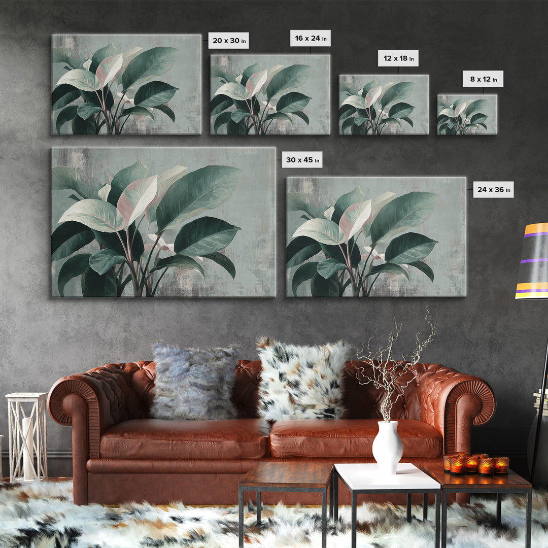 Large Botanical Leaves Canvas Print, Above Sofa Art, Set of 3 Wall Art, Living Room Decor, Oil Painting, Statement, ASA-3x2-73
