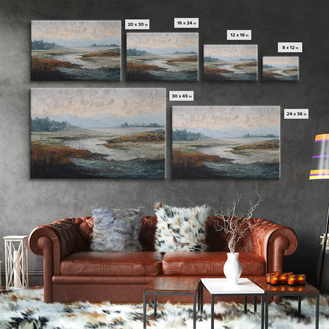 Abstract River Bends Canvas Print, Above Sofa Art, Floral Wall Art, Living Room Decor, Abstract Art, Statement, ASA-3x2-75