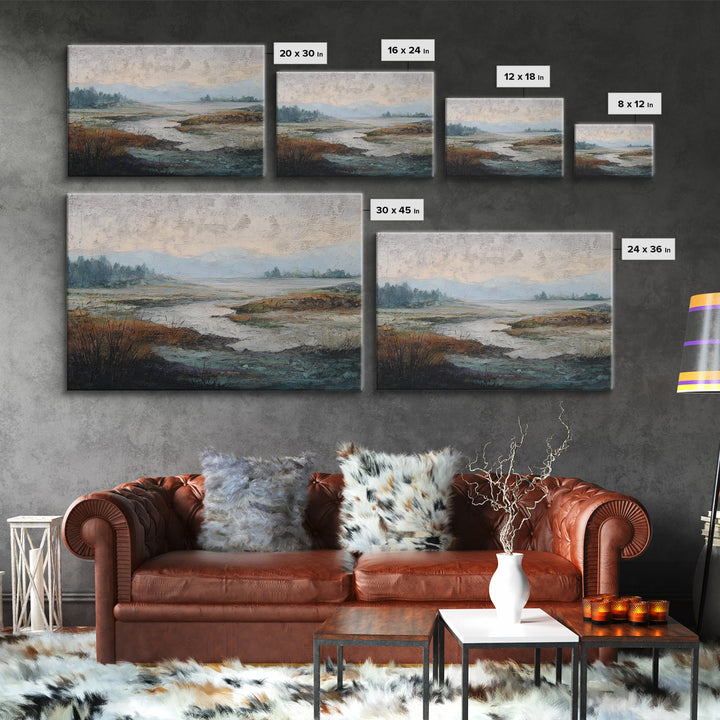 Abstract River Bends Canvas Print, Above Sofa Art, Floral Wall Art, Living Room Decor, Abstract Art, Statement, ASA-3x2-75