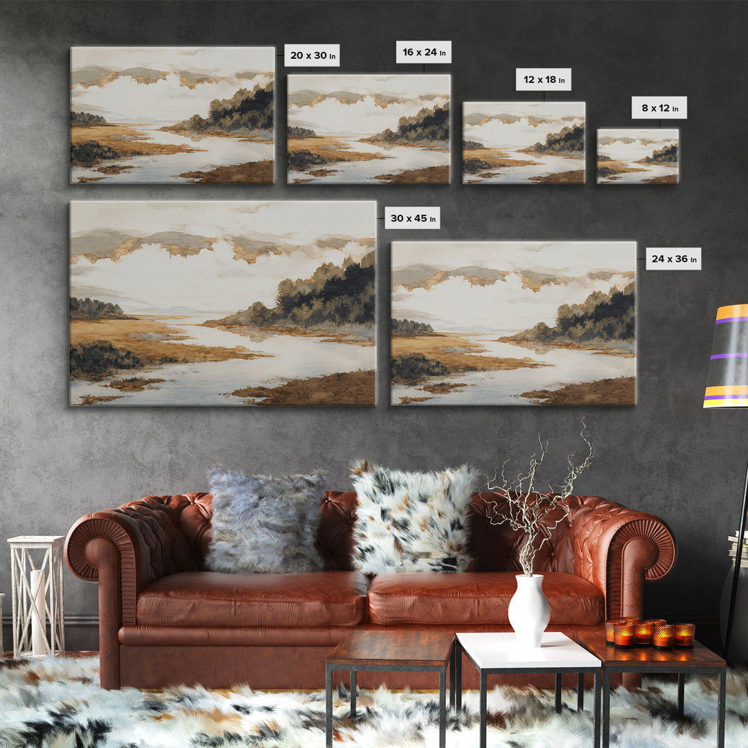 Gallery Style Landscape with Expansive Negative Space Canvas Print, Above Sofa Art, Living Room Wall Art, Living Room Decor, ASA-3x2-76
