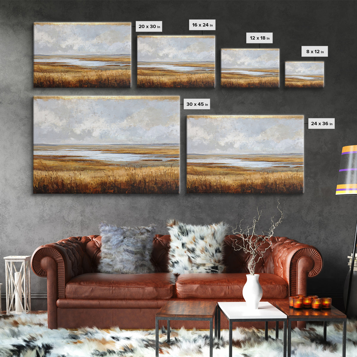 Oversized Abstract Landscape Framed Canvas Print, Above Sofa Art, Coastal Wall Art, Living Room Decor, Fine Art, Statement, ASA-3x2-77