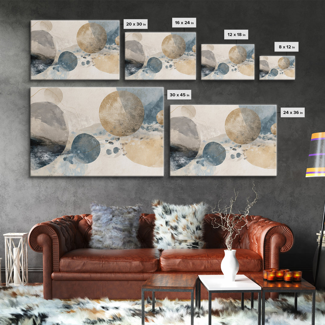 Large Modern Organic Shapes Framed Canvas Print, Above Sofa Art, Set of 3 Wall Art, Living Room Decor, Abstract Art, Statement, ASA-3x2-78