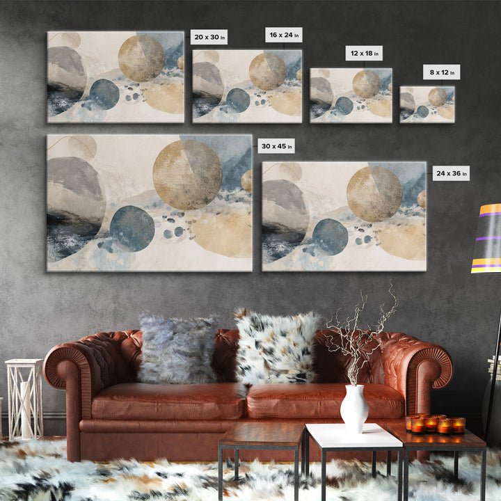 Large Modern Organic Shapes Framed Canvas Print, Above Sofa Art, Set of 3 Wall Art, Living Room Decor, Abstract Art, Statement, ASA-3x2-78