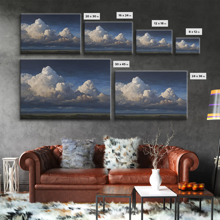 Dramatic Cloudscape over a Distant Valley Canvas Print, Above Sofa Art, Living Room Wall Art, Living Room Decor, Statement, ASA-3x2-81