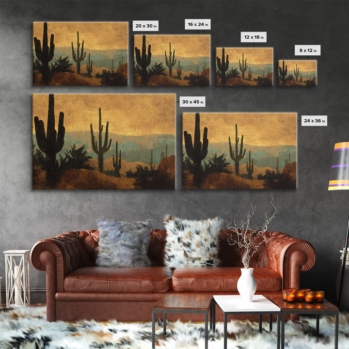 Desert Mesa Panorama Framed Canvas Print, Above Sofa Art, Minimalist Wall Art, Living Room Decor, Fine Art, Statement, ASA-3x2-96