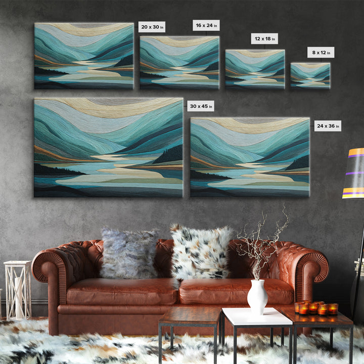 Abstract River Bends Framed Canvas Print, Above Sofa Art, Gallery Decor, Living Room Decor, Abstract Art, Statement, ASA-3x2-99