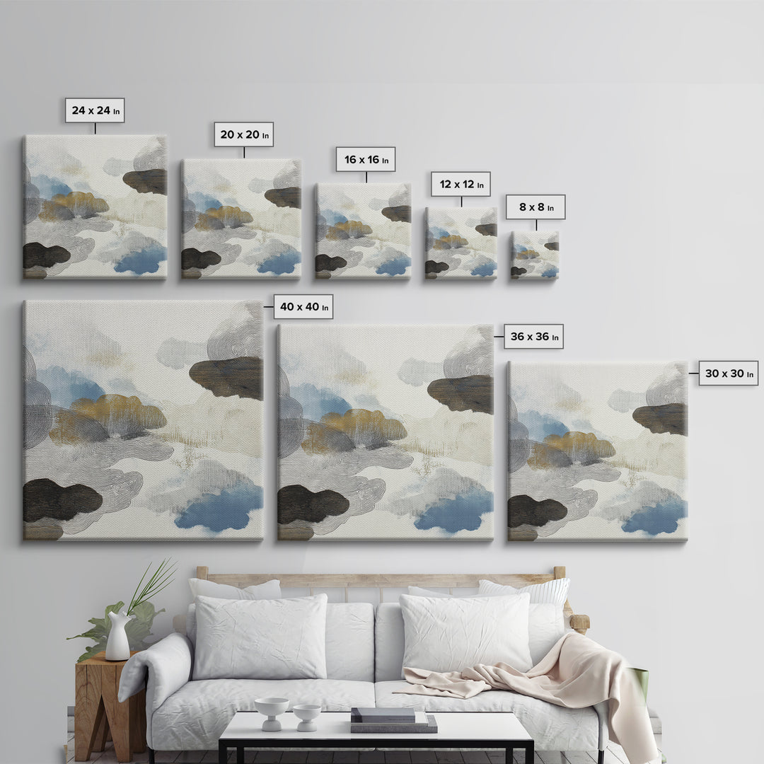 Zen Rock Garden Abstraction Framed Canvas Print, Asian Inspired Art, Modern Wall Decor, Living Room Decor, Fine Art, Harmony, ASI-1x1-38
