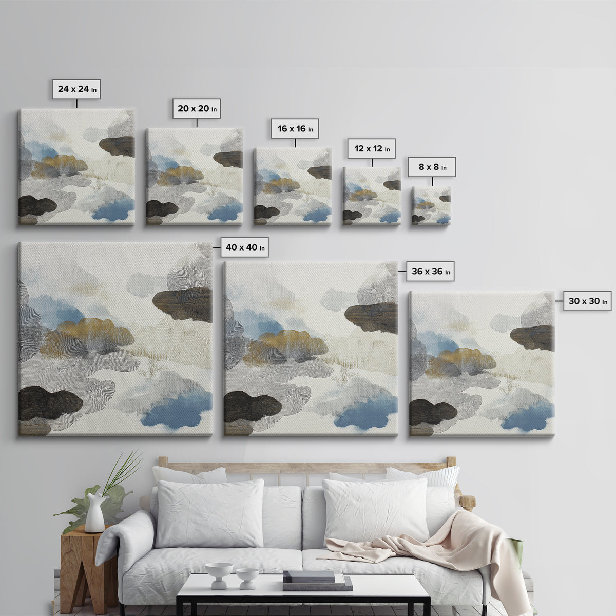 Zen Rock Garden Abstraction Framed Canvas Print, Asian Inspired Art, Modern Wall Decor, Living Room Decor, Fine Art, Harmony, ASI-1x1-38