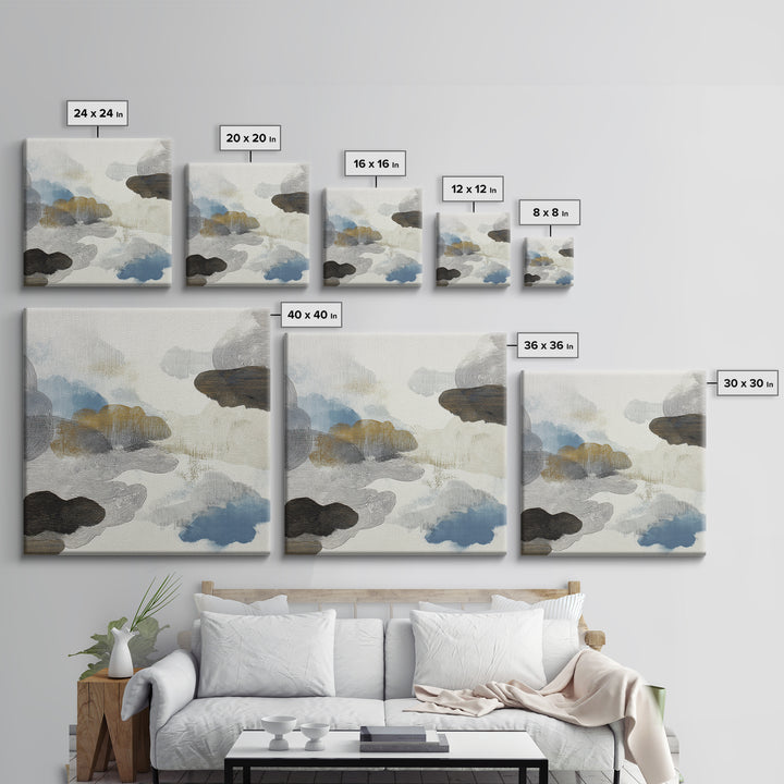 Zen Rock Garden Abstraction Framed Canvas Print, Asian Inspired Art, Modern Wall Decor, Living Room Decor, Fine Art, Harmony, ASI-1x1-38