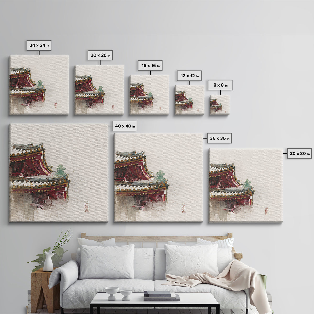 Temple Roof Detail Framed Canvas Print, Asian Inspired Art, Zen Wall Art, Living Room Decor, Fine Art, Harmony, Art Print, ASI-1x1-71