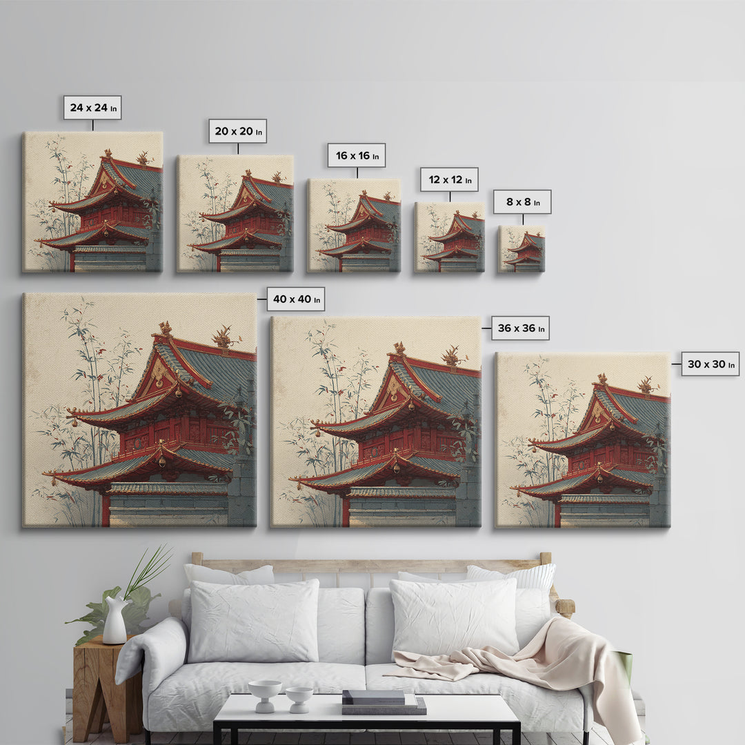 Temple Roof Detail Canvas Print, Asian Inspired Art, Neutral Decor, Living Room Decor, Fine Art, Harmony, Wall Art, Home Decor, ASI-1x1-95