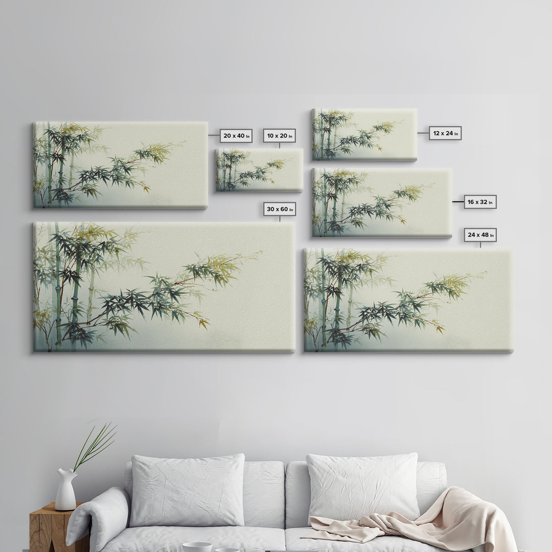 Minimal Bamboo Stalks Framed Canvas Print, Asian Inspired Art, Fine Art Print, Living Room Decor, Fine Art, Harmony, Poster, ASI-2x1-16