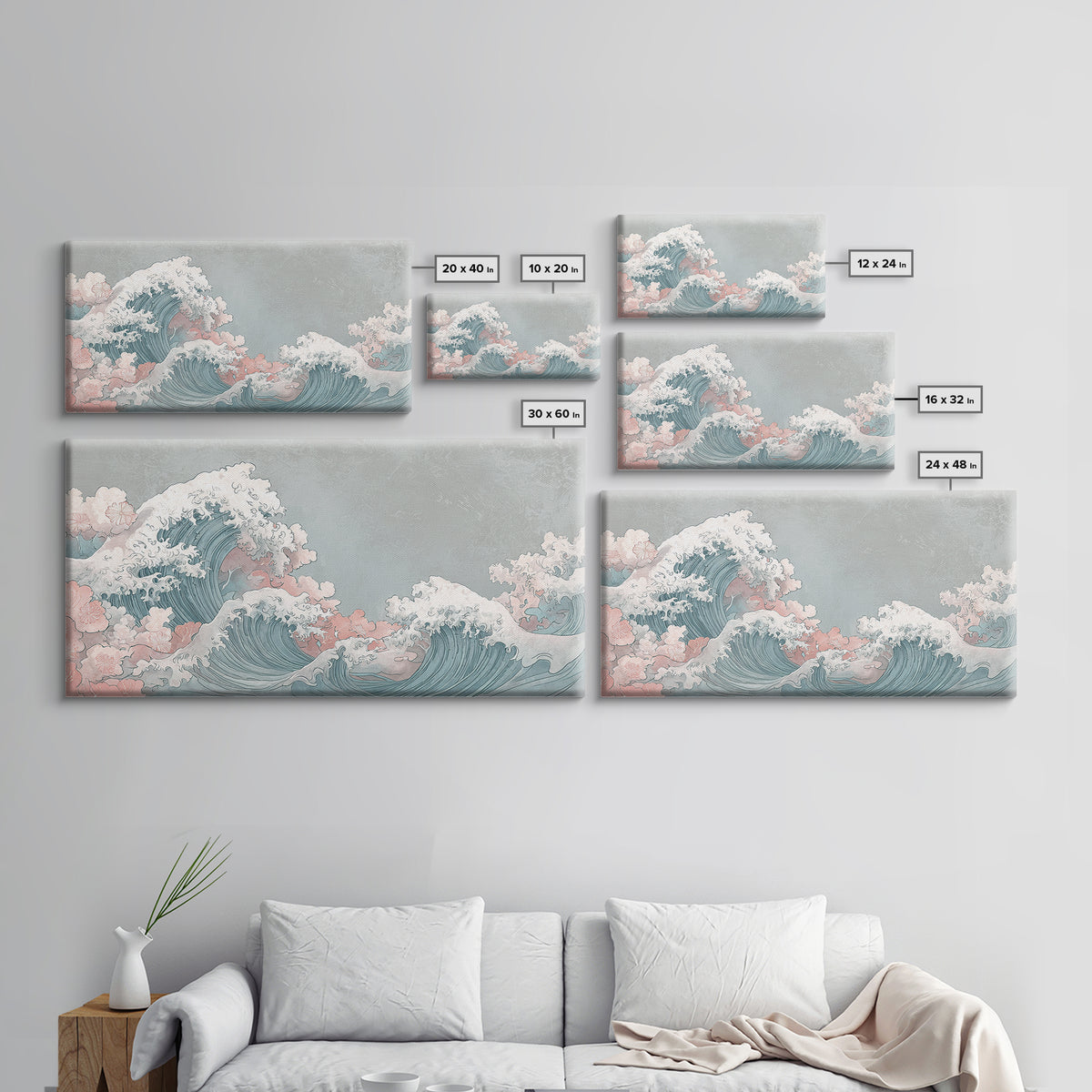 Hokusai Ocean Wave Without Copying the Original Canvas Print, Asian Inspired Art, Statement Artwork, Living Room Decor, Harmony, ASI-2x1-42