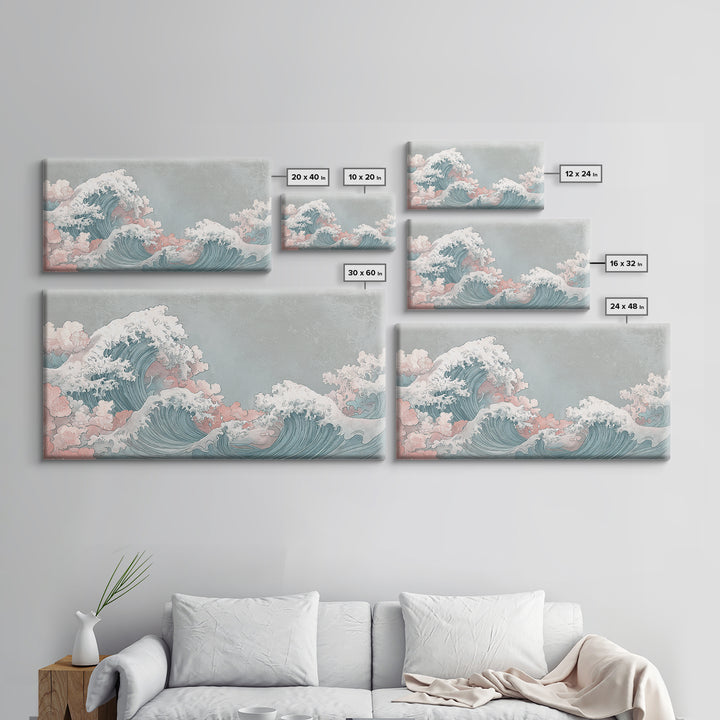 Hokusai Ocean Wave Without Copying the Original Canvas Print, Asian Inspired Art, Statement Artwork, Living Room Decor, Harmony, ASI-2x1-42