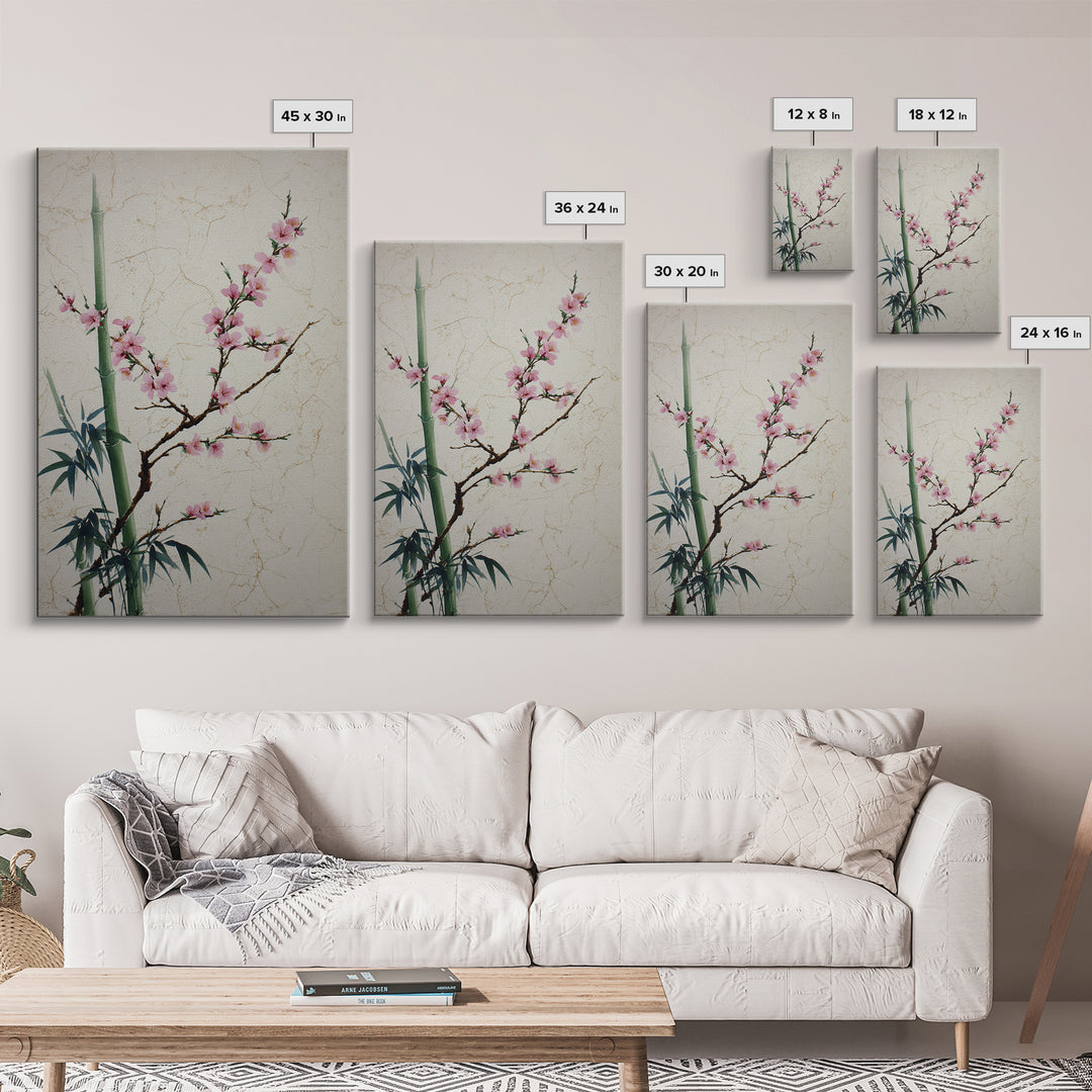 Cherry Blossom Branch Canvas Print, Asian Inspired Art, Asian Wall Art, Living Room Decor, Fine Art, Harmony, Minimalist Decor, ASI-2x3-11