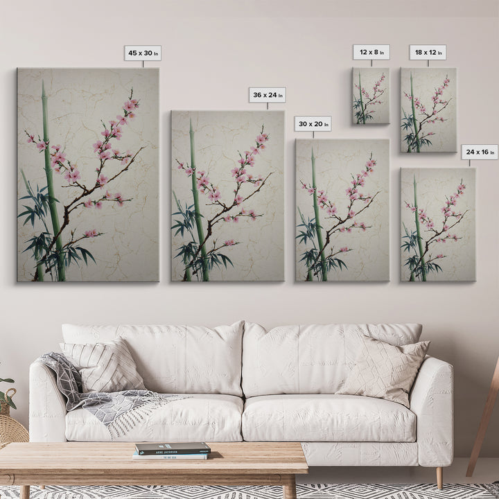 Cherry Blossom Branch Canvas Print, Asian Inspired Art, Asian Wall Art, Living Room Decor, Fine Art, Harmony, Minimalist Decor, ASI-2x3-11