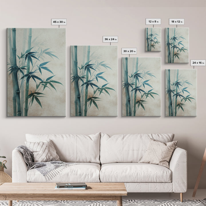 Minimal Bamboo Stalks Framed Canvas Print, Asian Inspired Art, Statement Artwork, Living Room Decor, Fine Art, Harmony, ASI-2x3-4