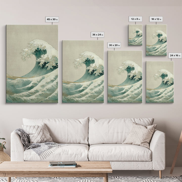 Hokusai Ocean Wave Without Copying the Original Canvas Print, Asian Inspired Art, Minimalist Decor, Living Room Decor, Harmony, ASI-2x3-54
