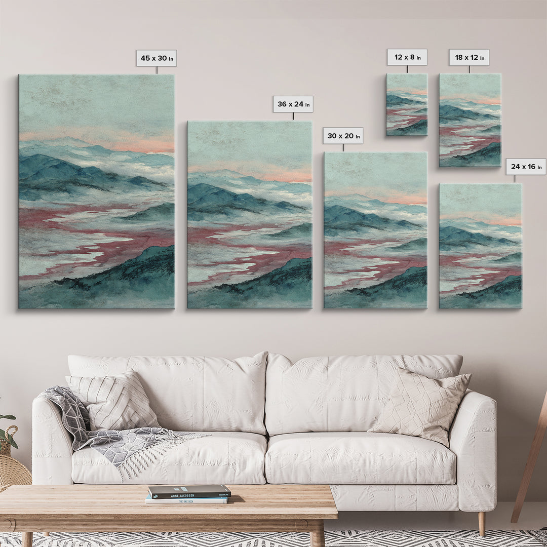 Japanese Ink Landscape Framed Canvas Print, Asian Inspired Art, Wall Art, Living Room Decor, Fine Art, Harmony, Bird Art, ASI-2x3-60