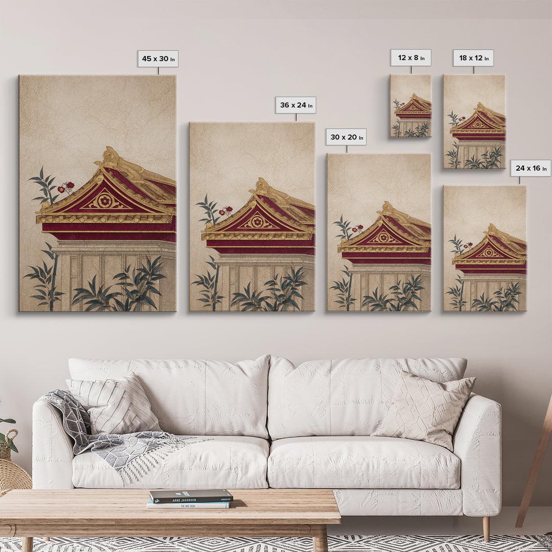 Temple Roof Detail Canvas Print, Asian Inspired Art, Poster, Living Room Decor, Harmony, Japandi Wall Art, Farmhouse Wall Art, ASI-2x3-79