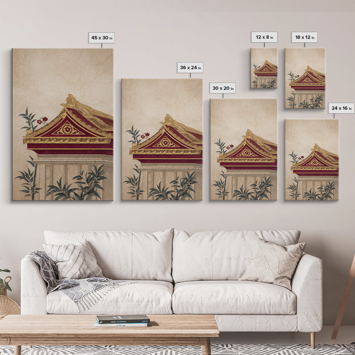 Temple Roof Detail Canvas Print, Asian Inspired Art, Poster, Living Room Decor, Harmony, Japandi Wall Art, Farmhouse Wall Art, ASI-2x3-79