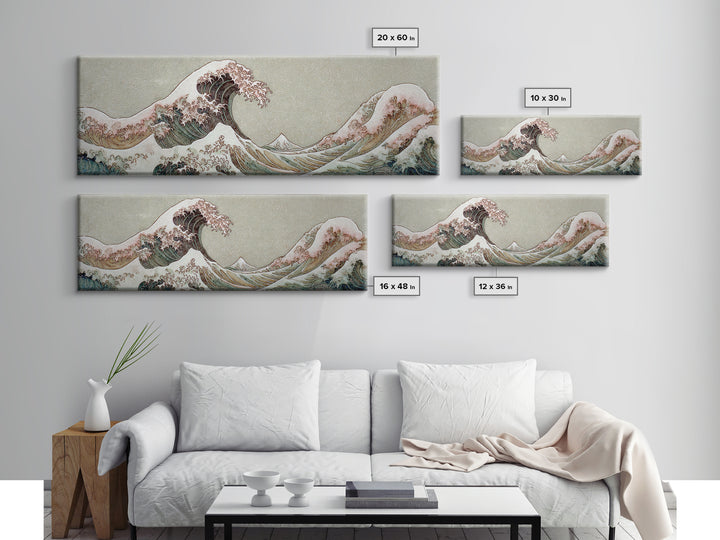 Hokusai Ocean Wave Without Copying the Original Canvas Print, Asian Inspired Art, Asian Art, Living Room Decor, Harmony, ASI-3x1-14