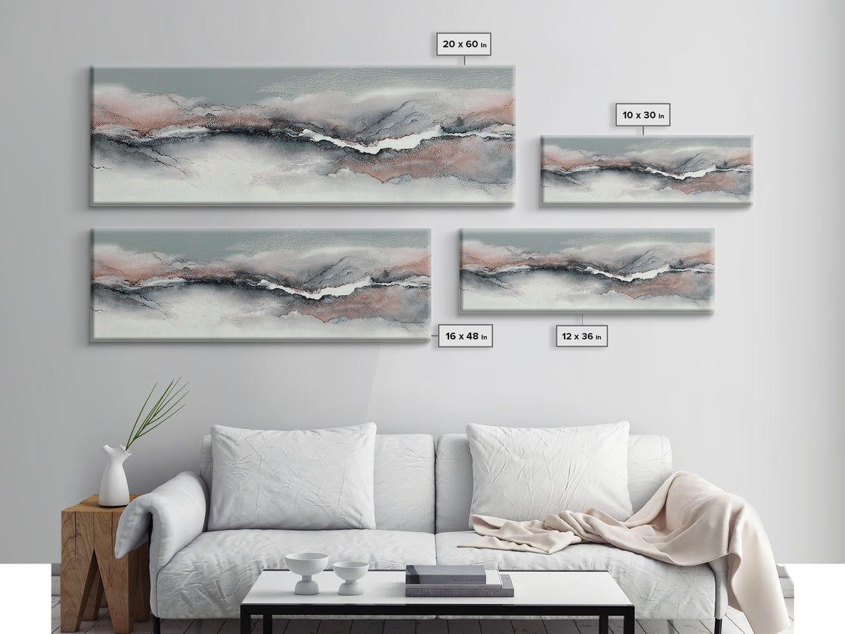 Zen Rock Garden Abstraction Canvas Print, Asian Inspired Art, Wall Art, Living Room Decor, Watercolor Art, Harmony, Bird Art, ASI-3x1-30