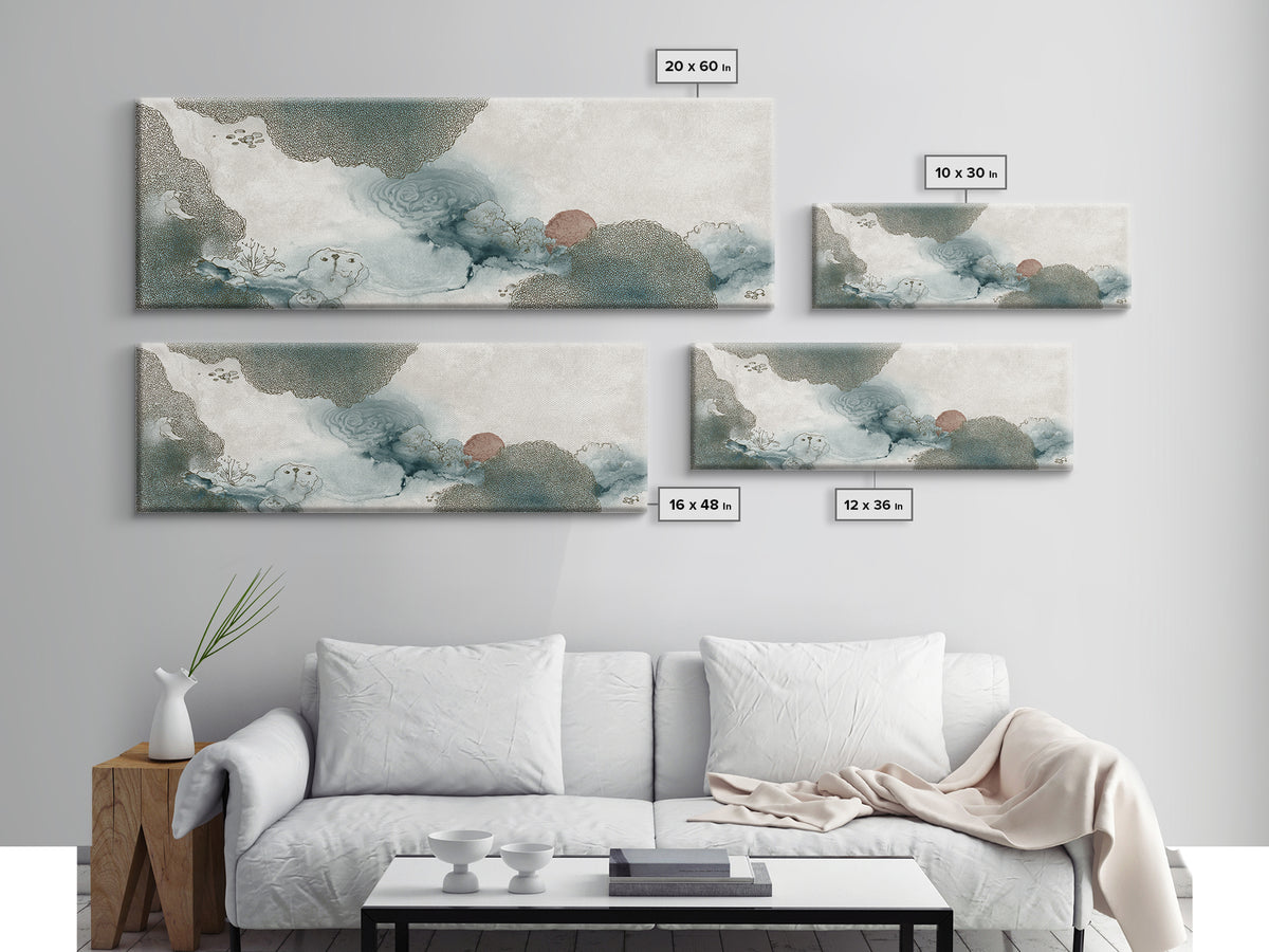 Zen Rock Garden Abstraction Canvas Print, Asian Inspired Art, Living Room Decor, Oil Painting, Harmony, Japandi Wall Art, ASI-3x1-78