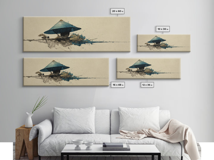 Samurai Helmet Still Life Canvas Print, Asian Inspired Art, Textured Painting, Living Room Decor, Oil Painting, Harmony, ASI-3x1-95