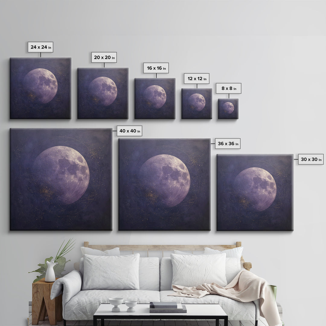 Lunar Phase Composition Canvas Print, Astrology Art, Astrology Wall Art, Living Room Decor, Watercolor Art, Zodiac, AST-1x1-13