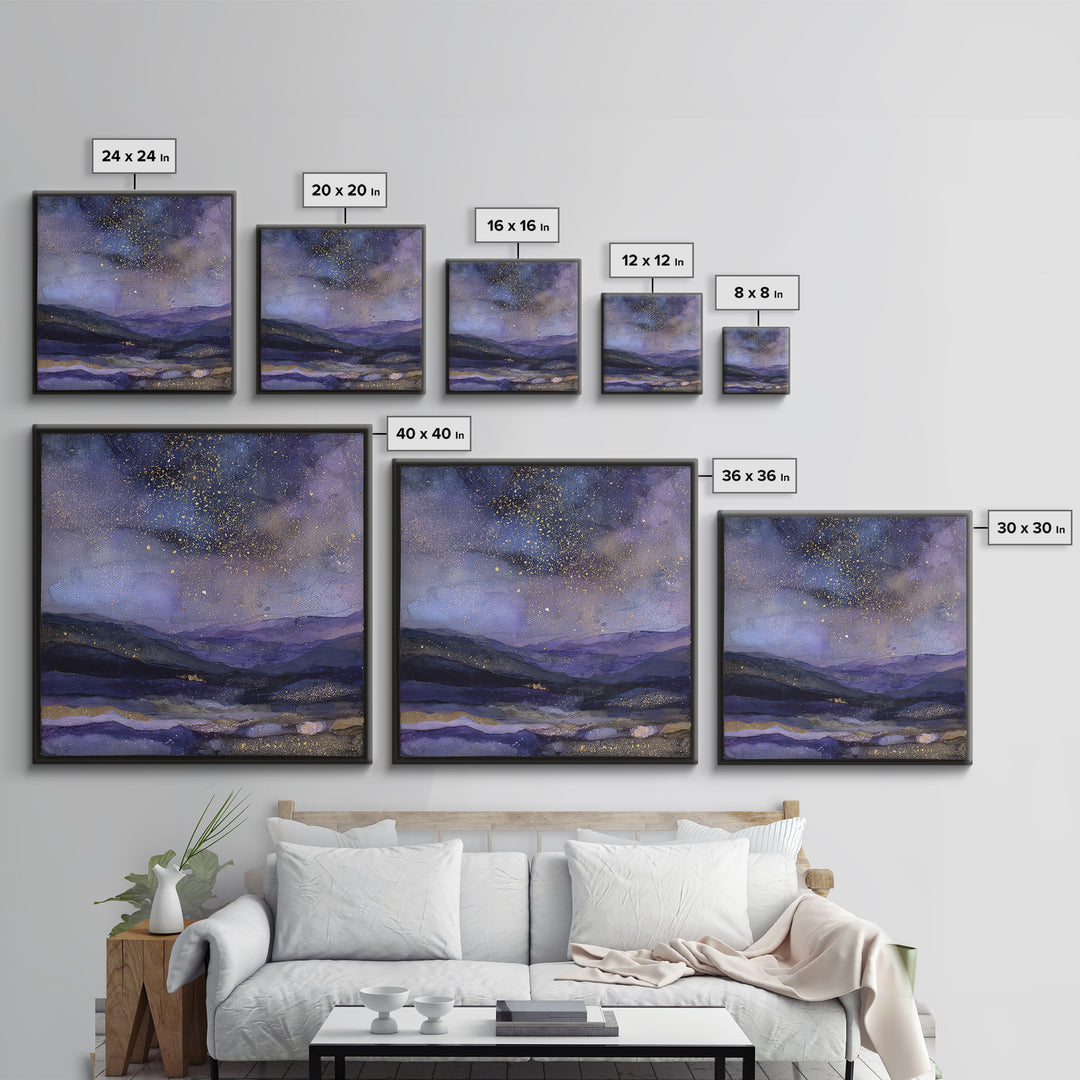 Ram Constellation Above Desert Cliffs at Night Framed Canvas Print, Astrology Art, Gallery Decor, Living Room Decor, Zodiac, AST-1x1-32