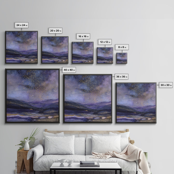 Ram Constellation Above Desert Cliffs at Night Framed Canvas Print, Astrology Art, Gallery Decor, Living Room Decor, Zodiac, AST-1x1-32