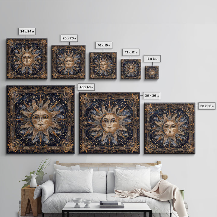 Sun and Moon Faces Canvas Print, Astrology Art, Modern Decor, Living Room Decor, Oil Painting, Zodiac, Art Print, Digital Art, AST-1x1-5