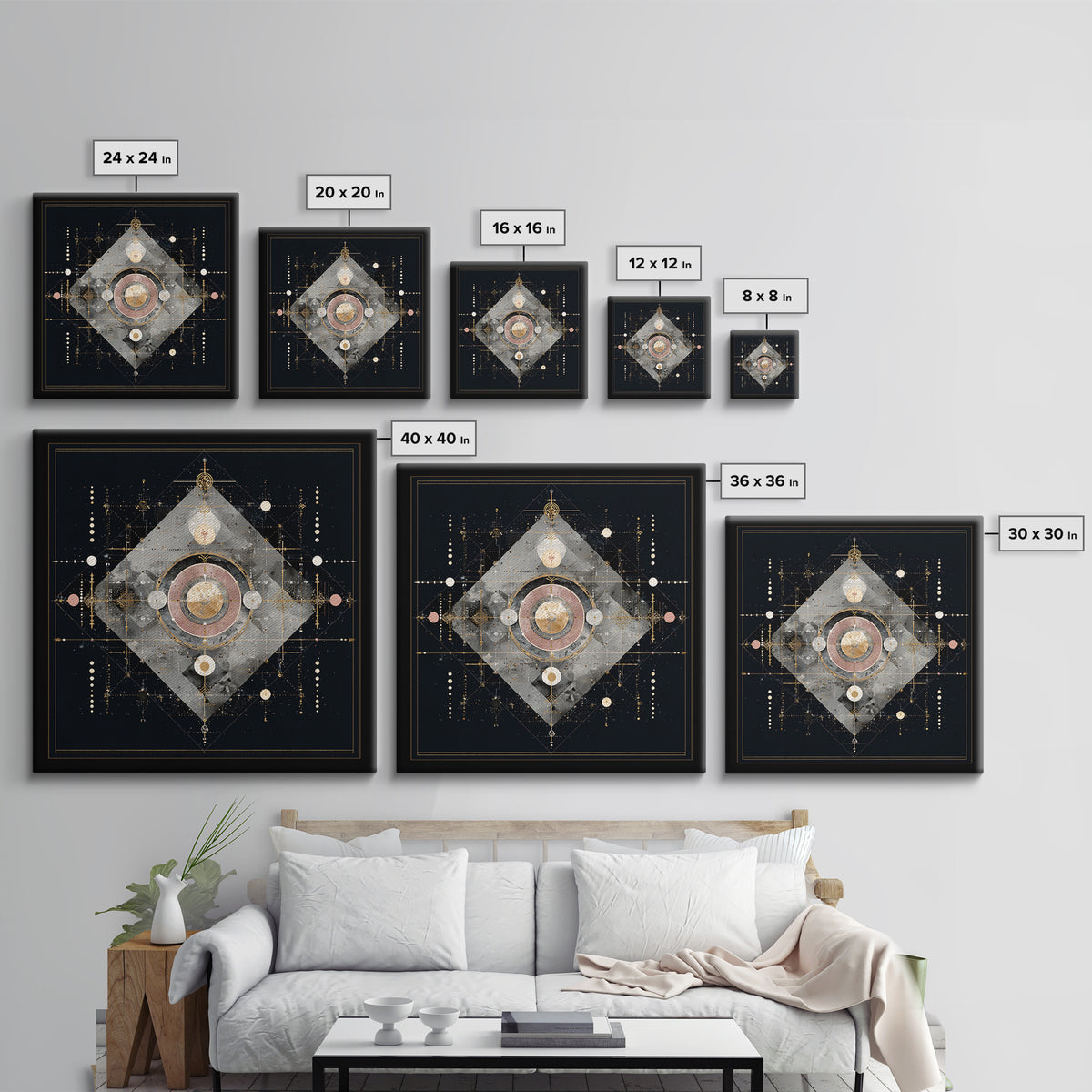 Birth Chart Geometry Canvas Print, Astrology Art, Astrology Wall Art, Living Room Decor, Abstract Art, Zodiac, Contemporary Art, AST-1x1-55