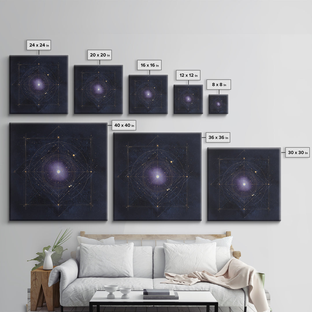 Birth Chart Geometry Framed Canvas Print, Astrology Art, Statement Artwork, Living Room Decor, Fine Art, Zodiac, Digital Art, AST-1x1-79